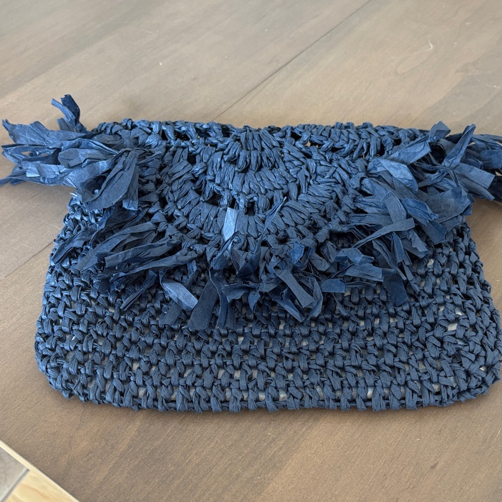 Elegant Navy Woven Clutch